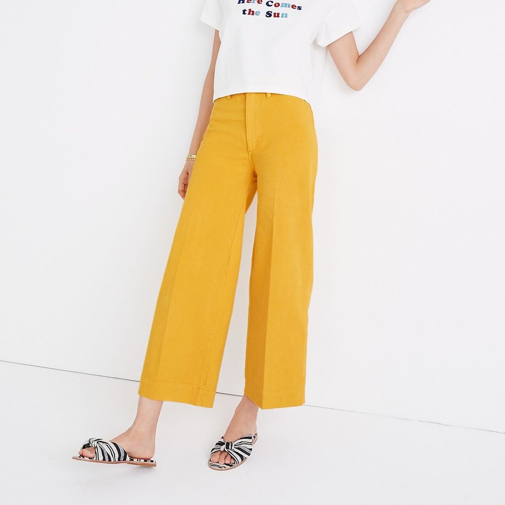 Madewell Emmett Wide-Leg Crop Pants in Greek Gold